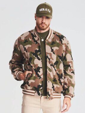 NEW SER.O.YA Bryan Camo Knit Bomber Jacket Men’s L